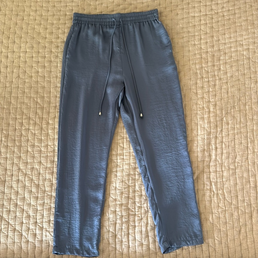 Lucy Paris Slate Blue Satin Pants